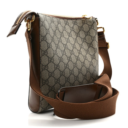 Gucci GG Supreme Monogram Azalea Calfskin Retro Interlocking G Flat Messenger Bag Beige Ebony Brown Sugar 4 of 9