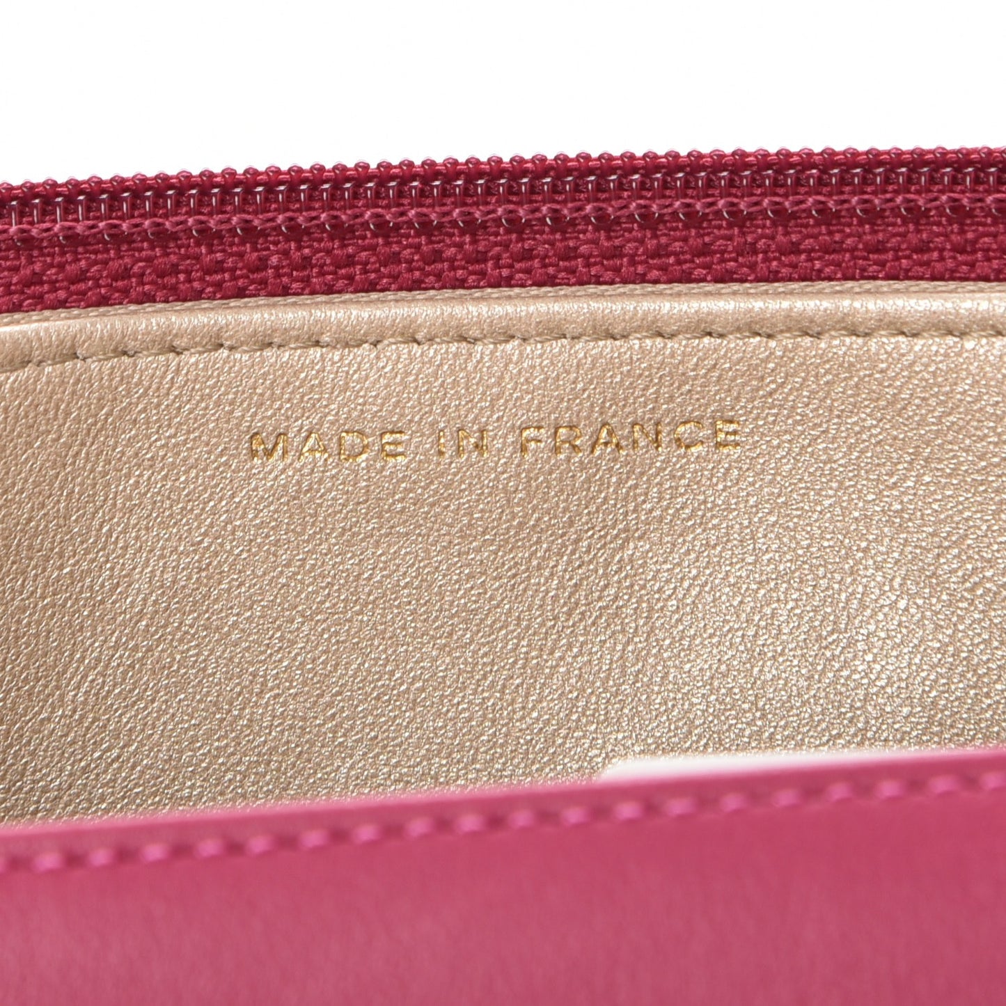 Lambskin Camellia Embossed Wallet on Chain WOC Fuchsia