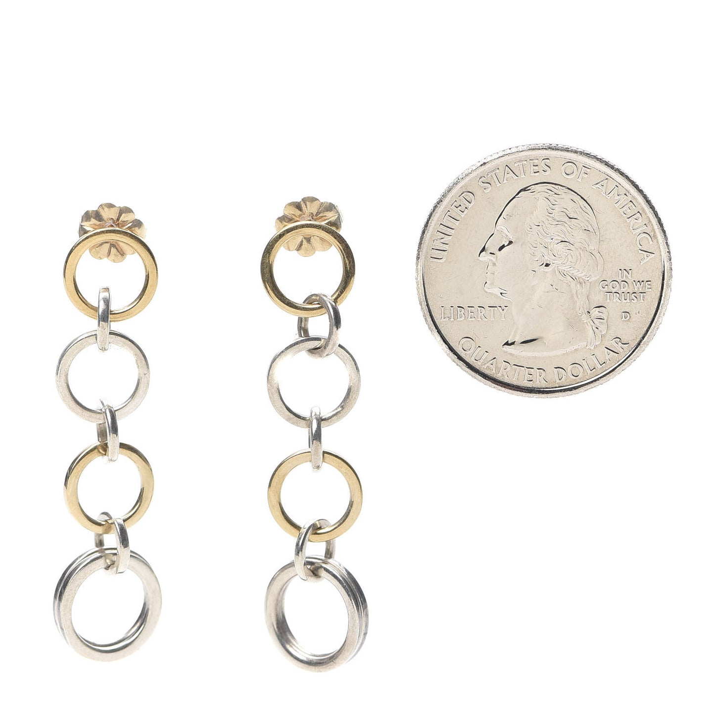 Sterling Silver 18K Yellow Gold Multi Circle Dangle Earrings