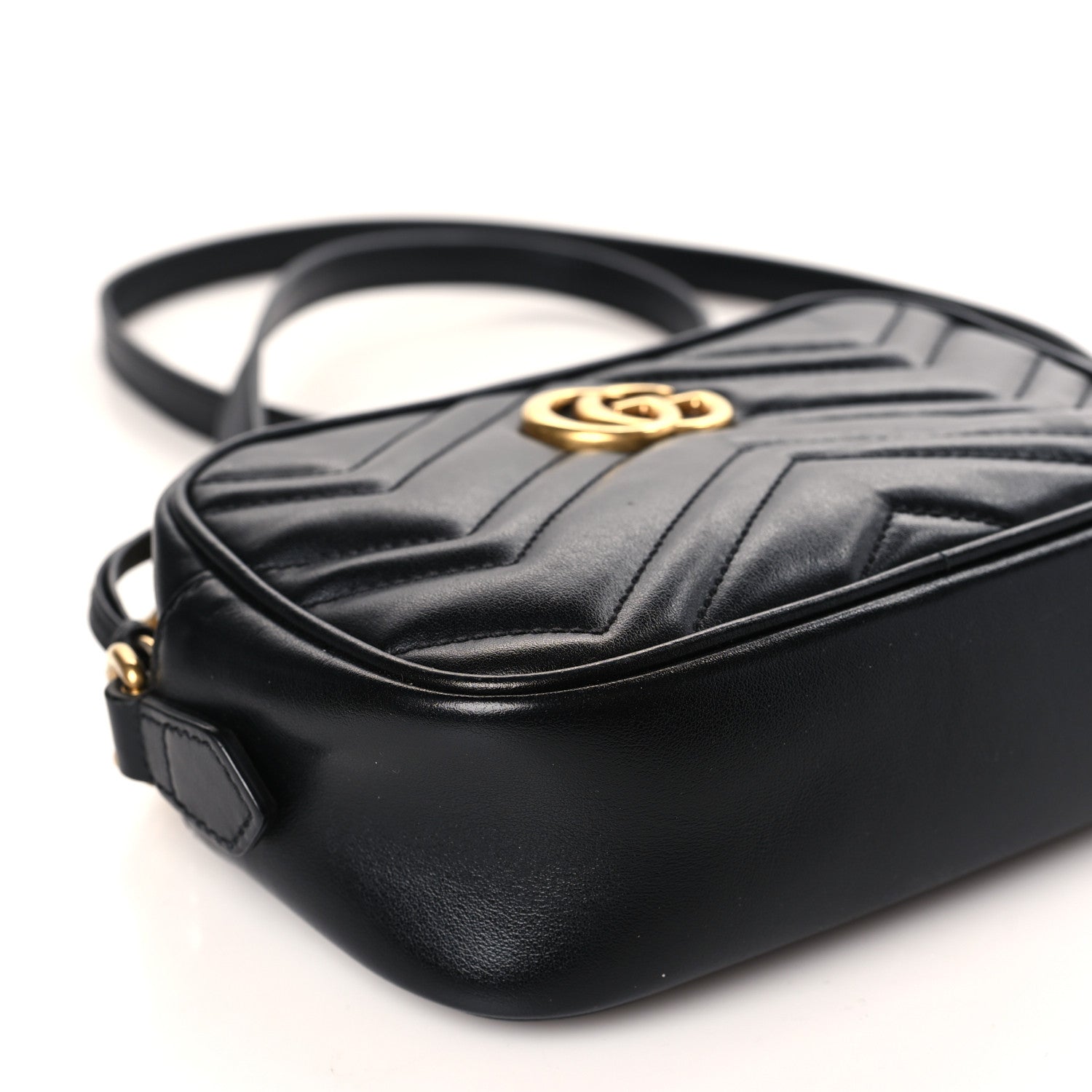 Gucci Calfskin Matelasse Mini GG Marmont Chain Shoulder Bag Black 8 of 9