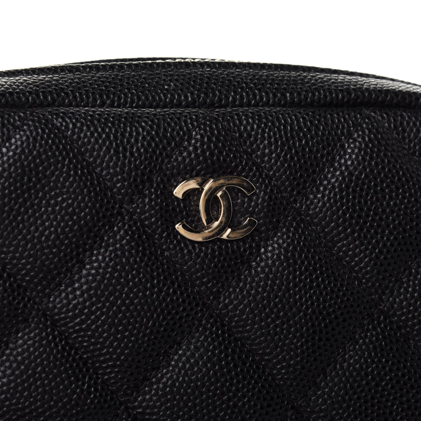 Caviar Quilted Small Curvy Pouch Cosmetic Case Black