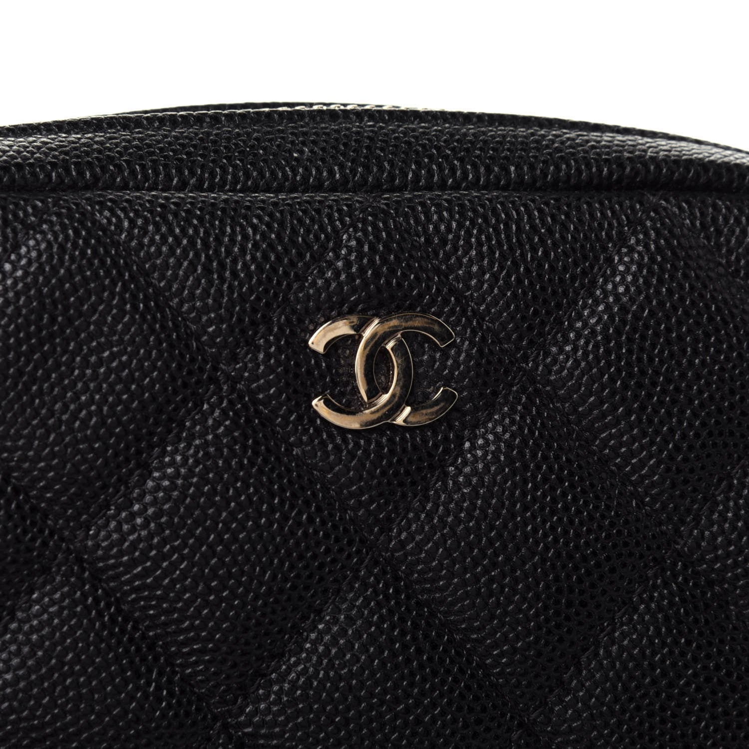 Chanel Caviar Quilted Small Curvy Pouch Cosmetic Case Black 10 of 11