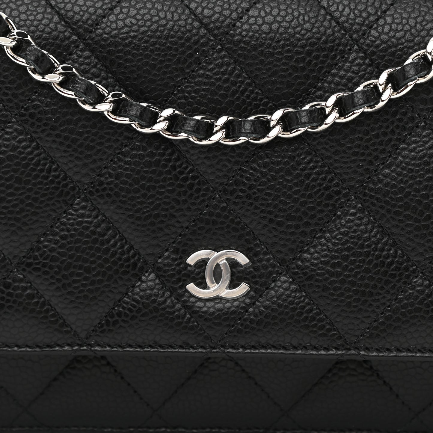Caviar Quilted Wallet On Chain WOC Black