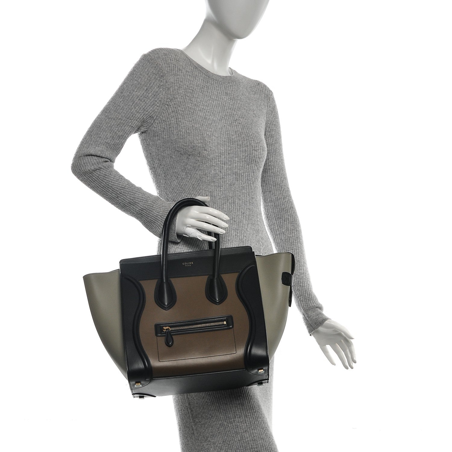 Celine Satin Calfskin Mini Tri-Color Luggage Beige 2 of 5