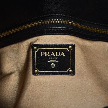Prada Cervo Deerskin Dome Satchel Black 7 of 10