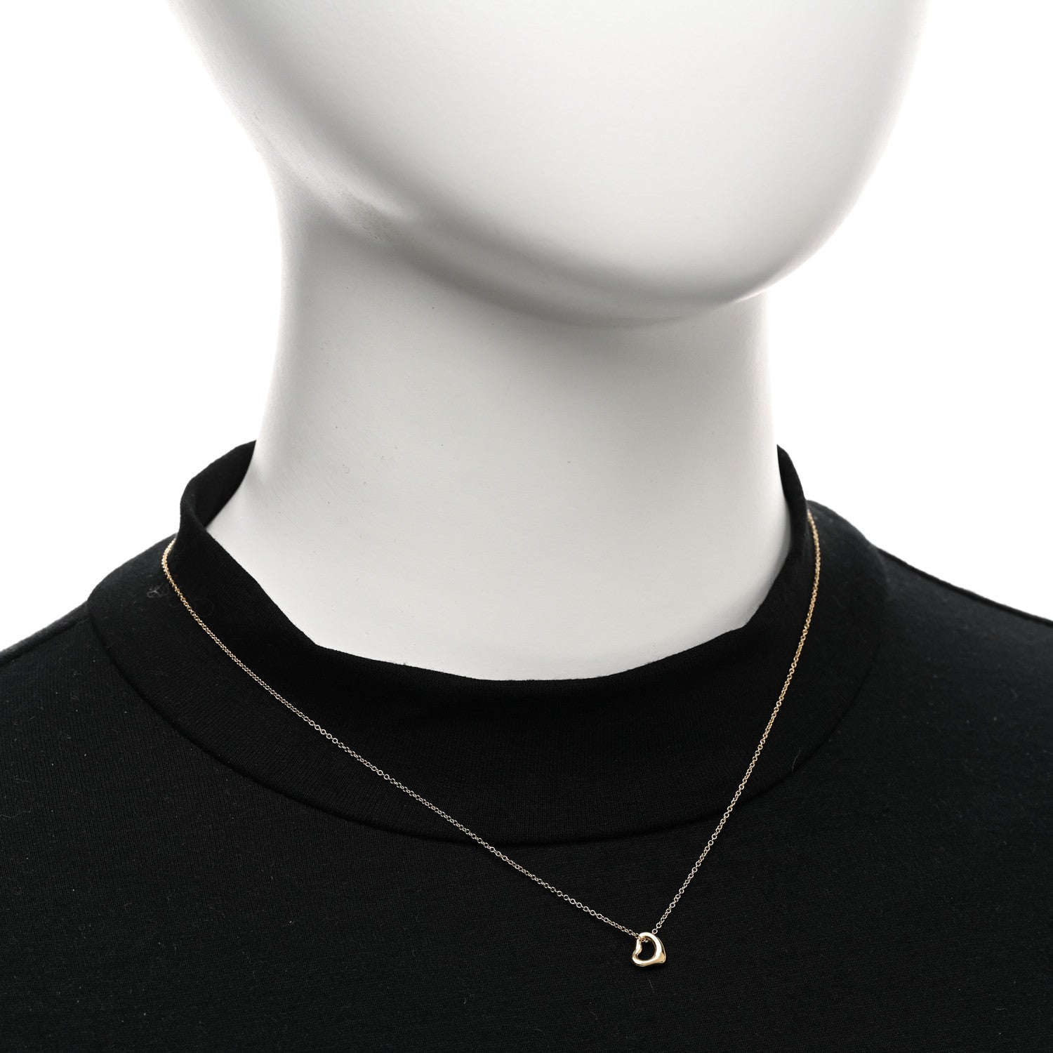 Tiffany 18K Yellow Gold 7mm Elsa Peretti Open Heart Pendant Necklace 2 of 4