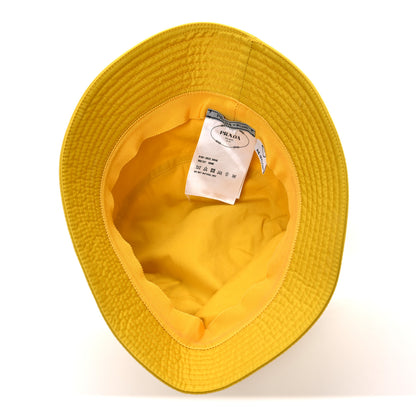 Prada Re-Nylon Metal Triangle Logo Mens Bucket Hat M Giallo 7 of 8