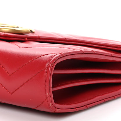 Gucci Calfskin Matelasse GG Marmont Chain Wallet Hibiscus Red 9 of 11