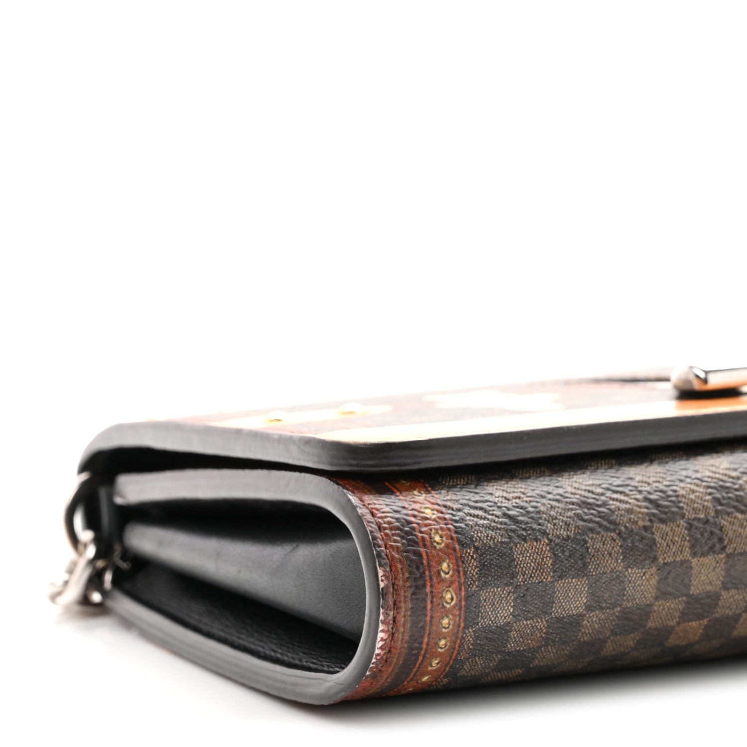 Louis Vuitton Transformed Damier Ebene Time Trunk Twist Chain Wallet 8 of 9