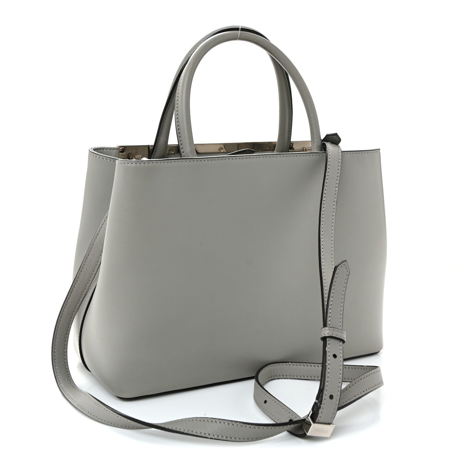 Precious dewo mini グレー Fendi Vitello Baltico Dolce Studded Petite 2Jours Tote Ghiaccio