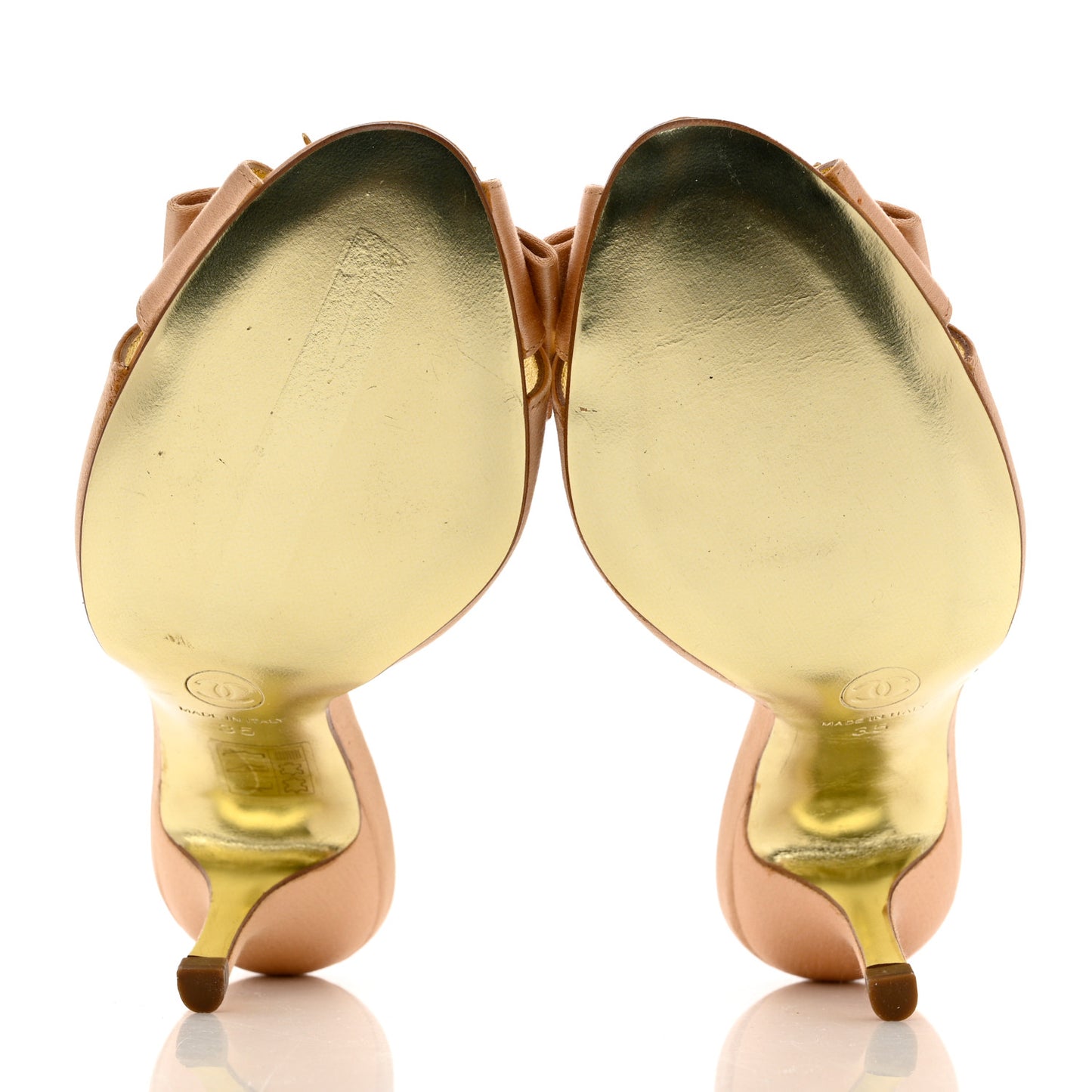 Satin Crystal Mules 35 Beige