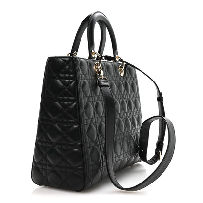 Christian Dior Lambskin Cannage Large Lady Dior Black 3 of 10