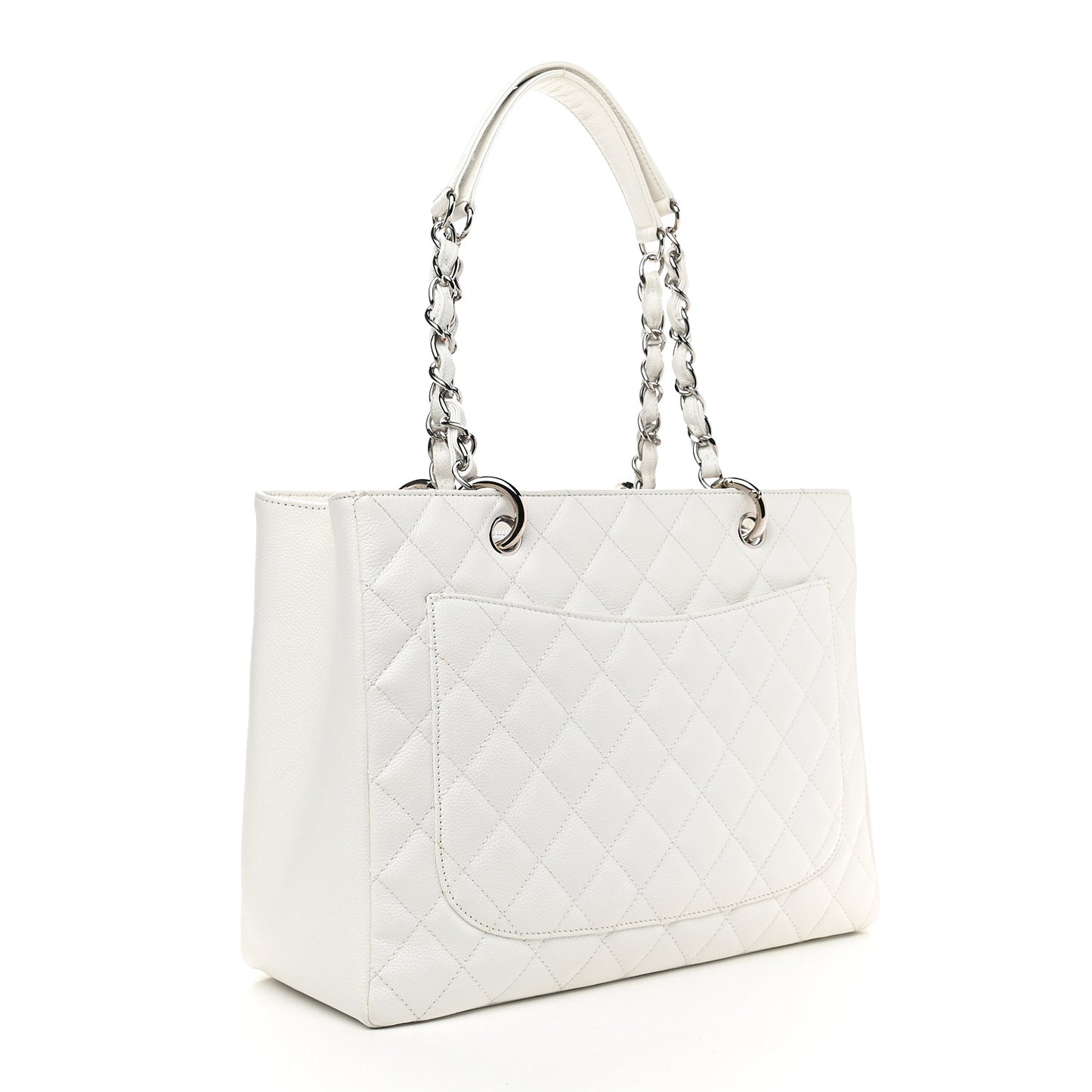 Caviar Quilted Grand Shopping Tote GST White