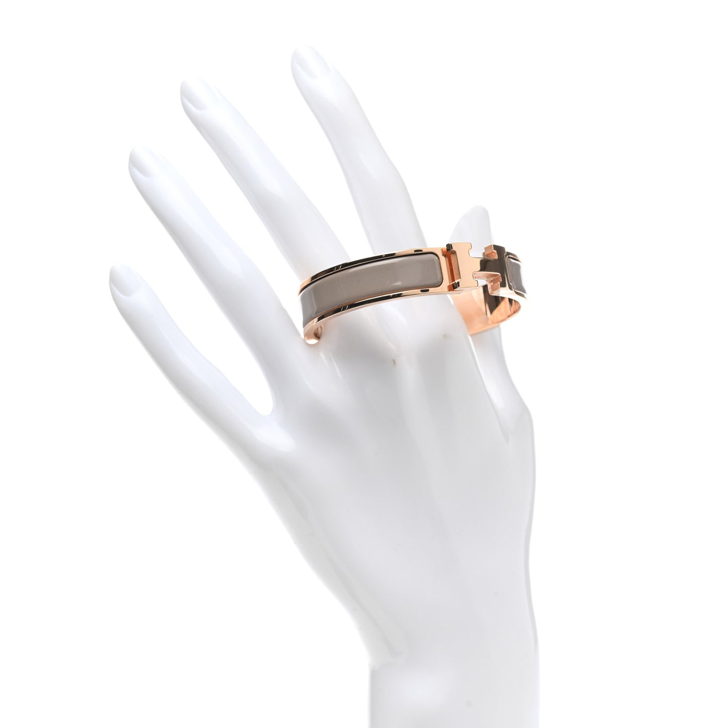 Enamel Narrow Clic Clac H Bracelet PM Marron Glace