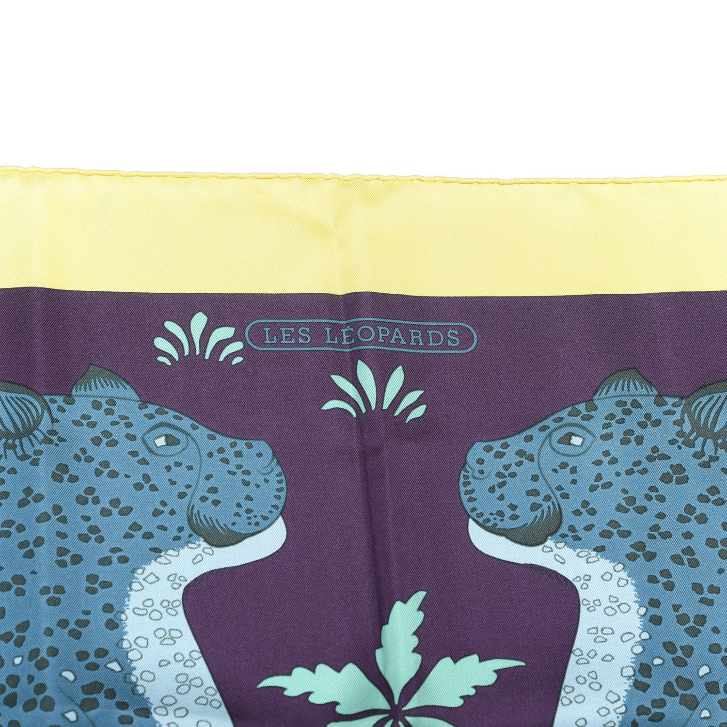 Hermes Silk Les Leopards Scarf 90 Jaune Vif Marine Canard 5 of 5