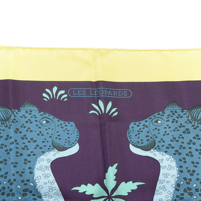 Hermes Silk Les Leopards Scarf 90 Jaune Vif Marine Canard 5 of 5