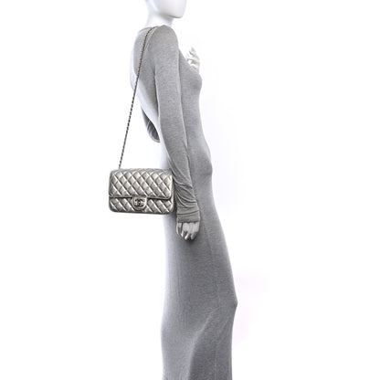 Chanel Metallic Caviar Quilted Medium CC Slide Flap Silver Silver 2 of 11