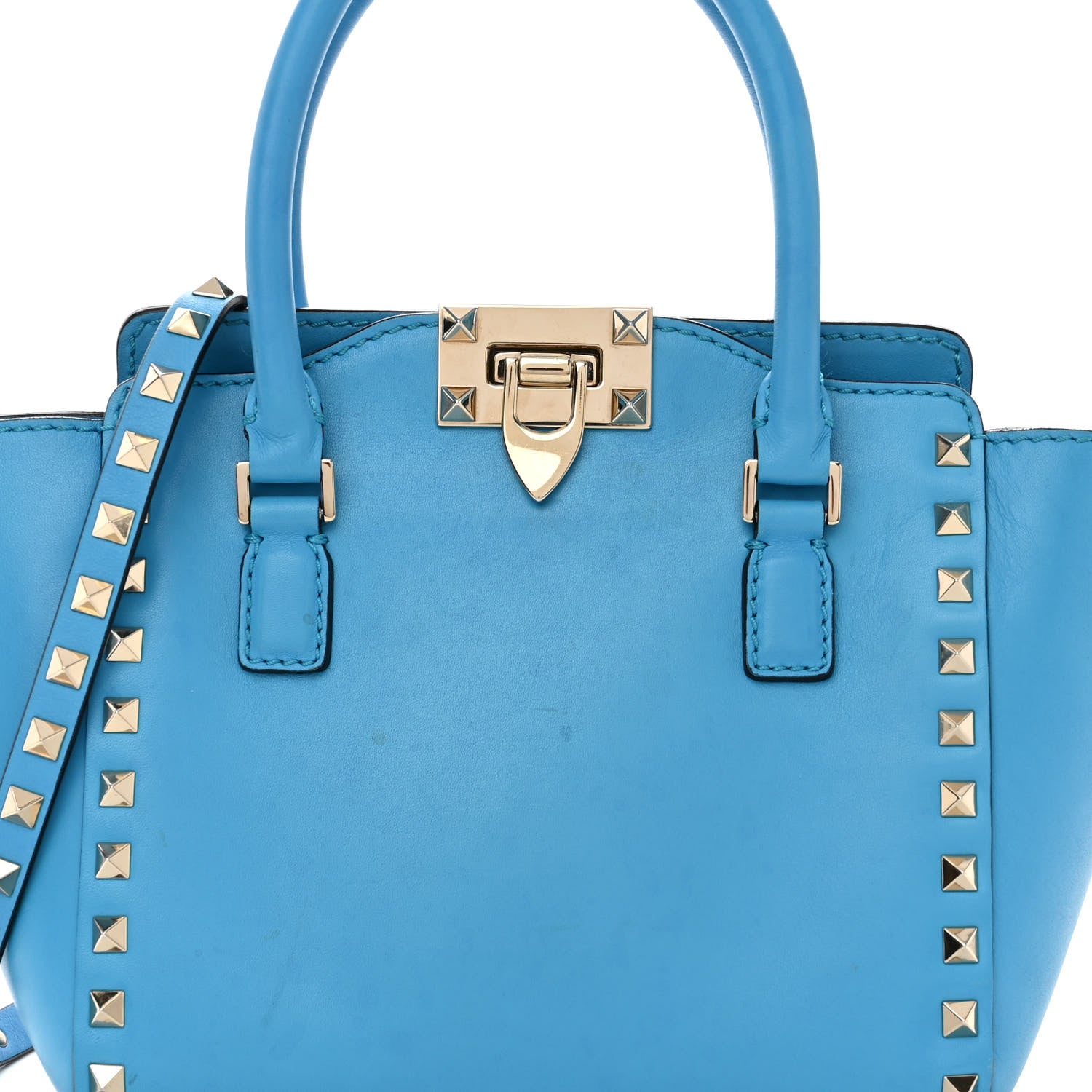 Valentino Garavani Vitello Small Rockstud Double Handle Tote Parrot 8 of 14