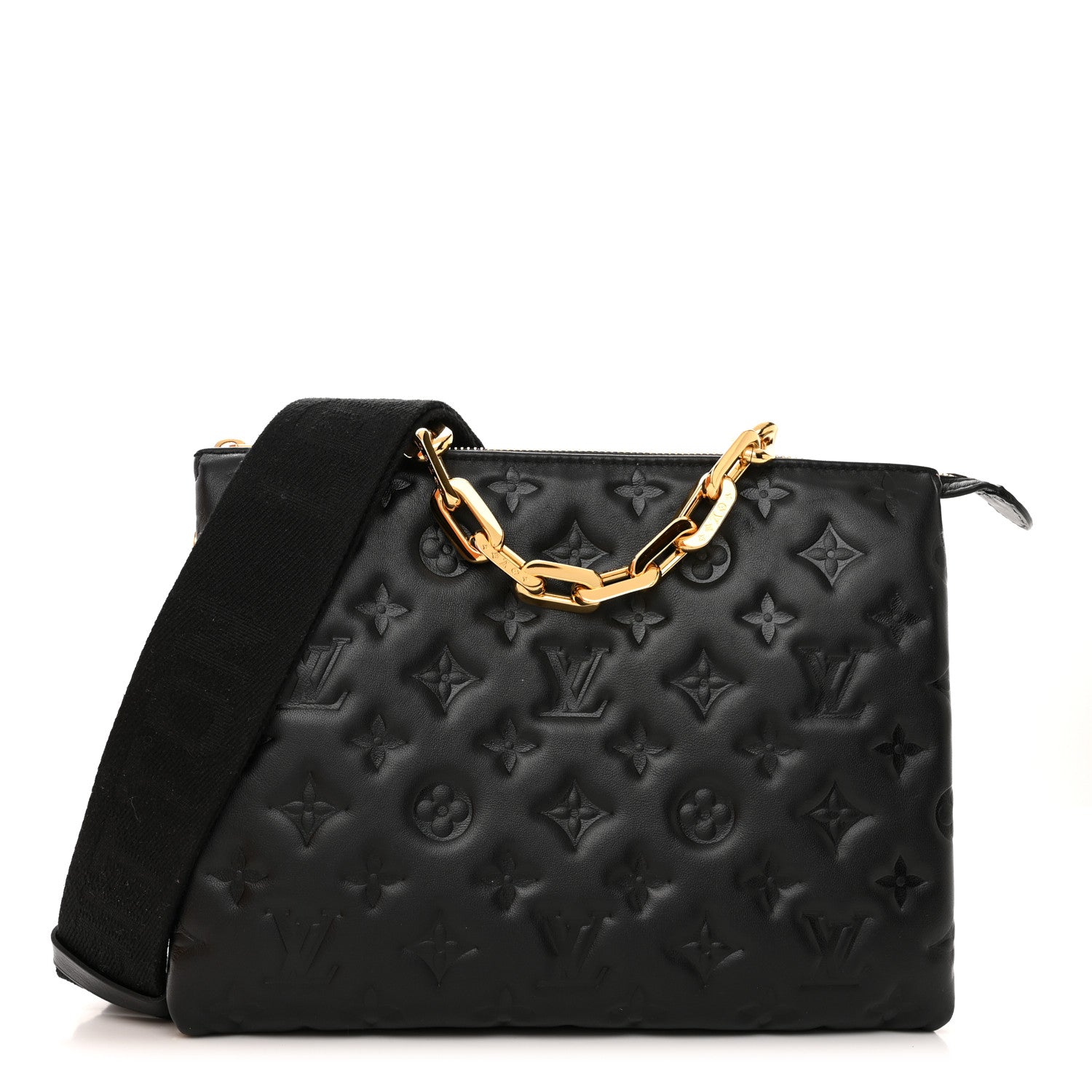 Louis Vuitton Lambskin Embossed Monogram Coussin PM Black 1 of 12