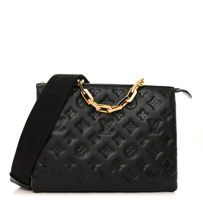 Louis Vuitton Lambskin Embossed Monogram Coussin PM Black 1 of 12