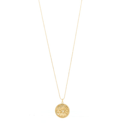 Jennifer Meyer 18K Yellow Gold Diamond Good Luck Pendant Necklace 1 of 5