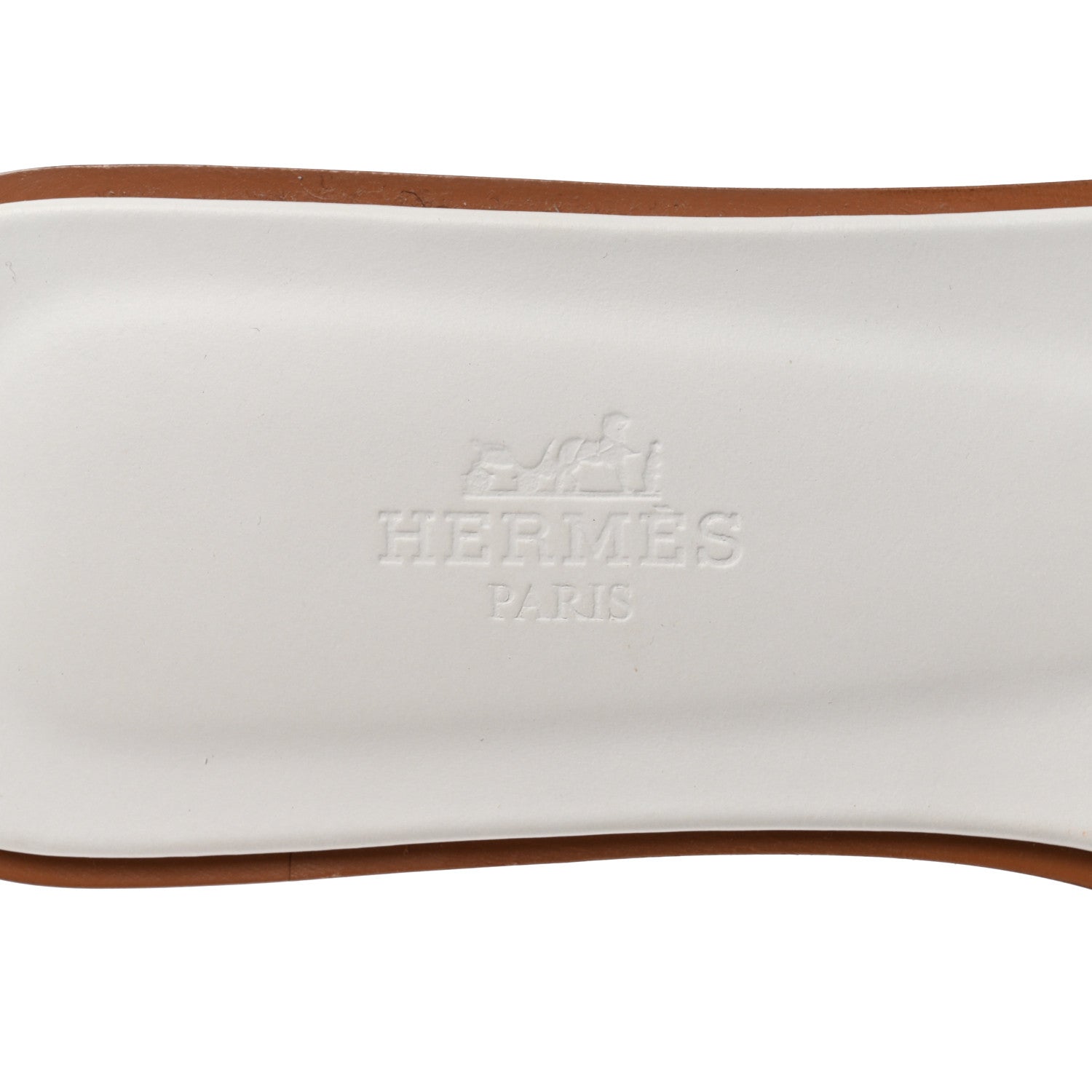 Hermes Box Calfskin Oran Sandals 37.5 White 7 of 9