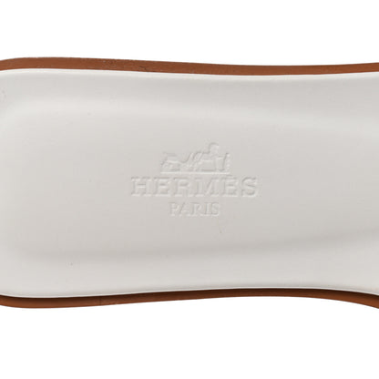 Hermes Box Calfskin Oran Sandals 37.5 White 7 of 9