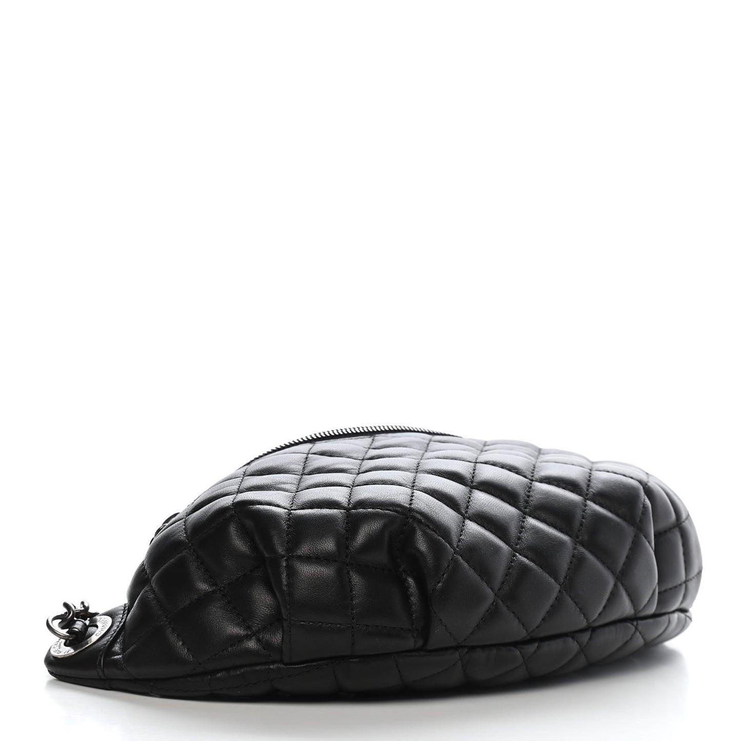 Calfskin Quilted Banane Waist Bag Fanny Pack Black
