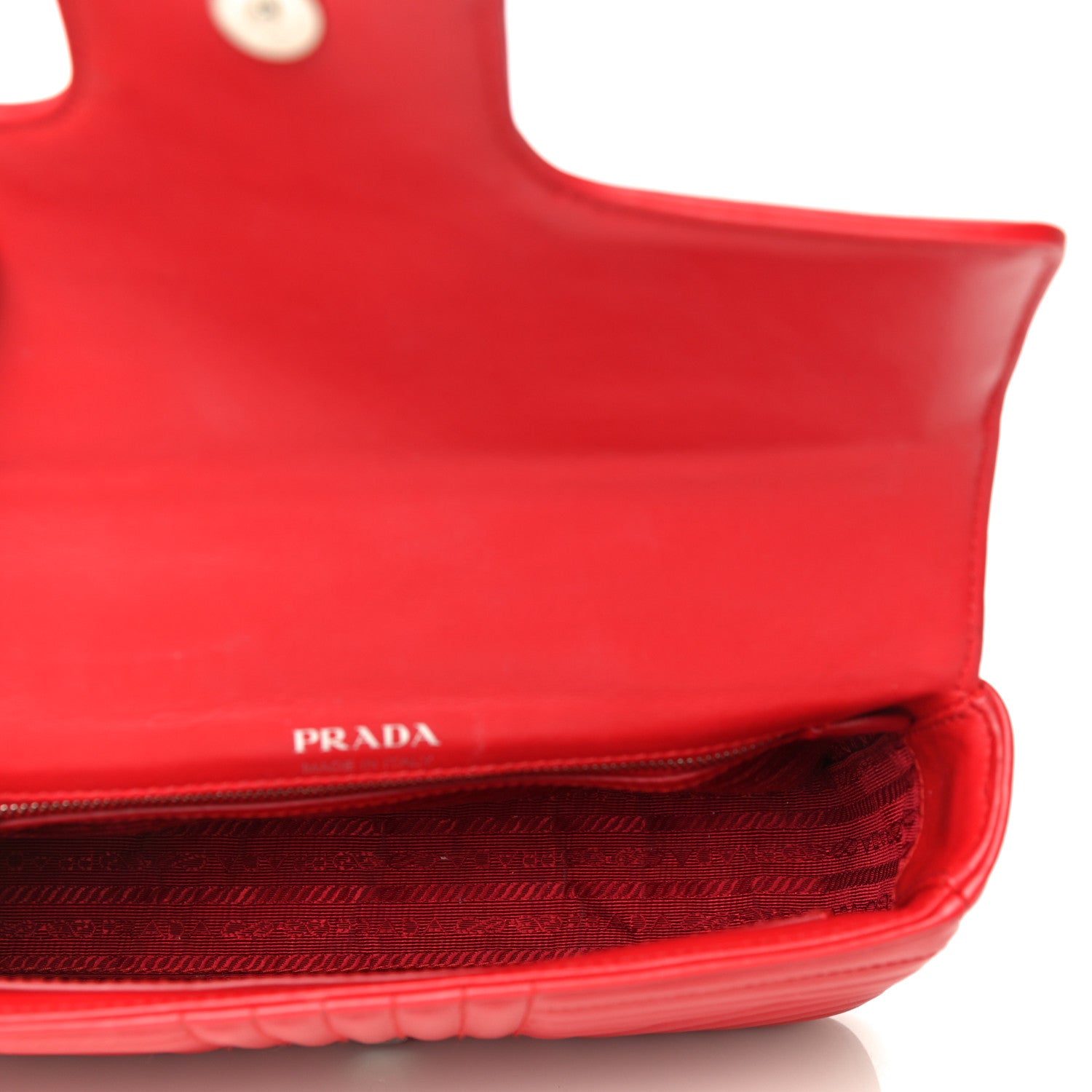 Prada Soft Calfskin Impunture Diagramme Medium Chain Flap Shoulder Bag Fuoco 4 of 12