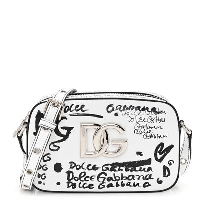 Dolce & Gabbana Calfskin DG Graffiti Print Camera Crossbody White 1 of 9