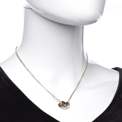 Cartier 18K White Pink Gold Diamond Three Ring LOVE Pendant Necklace 2 of 7