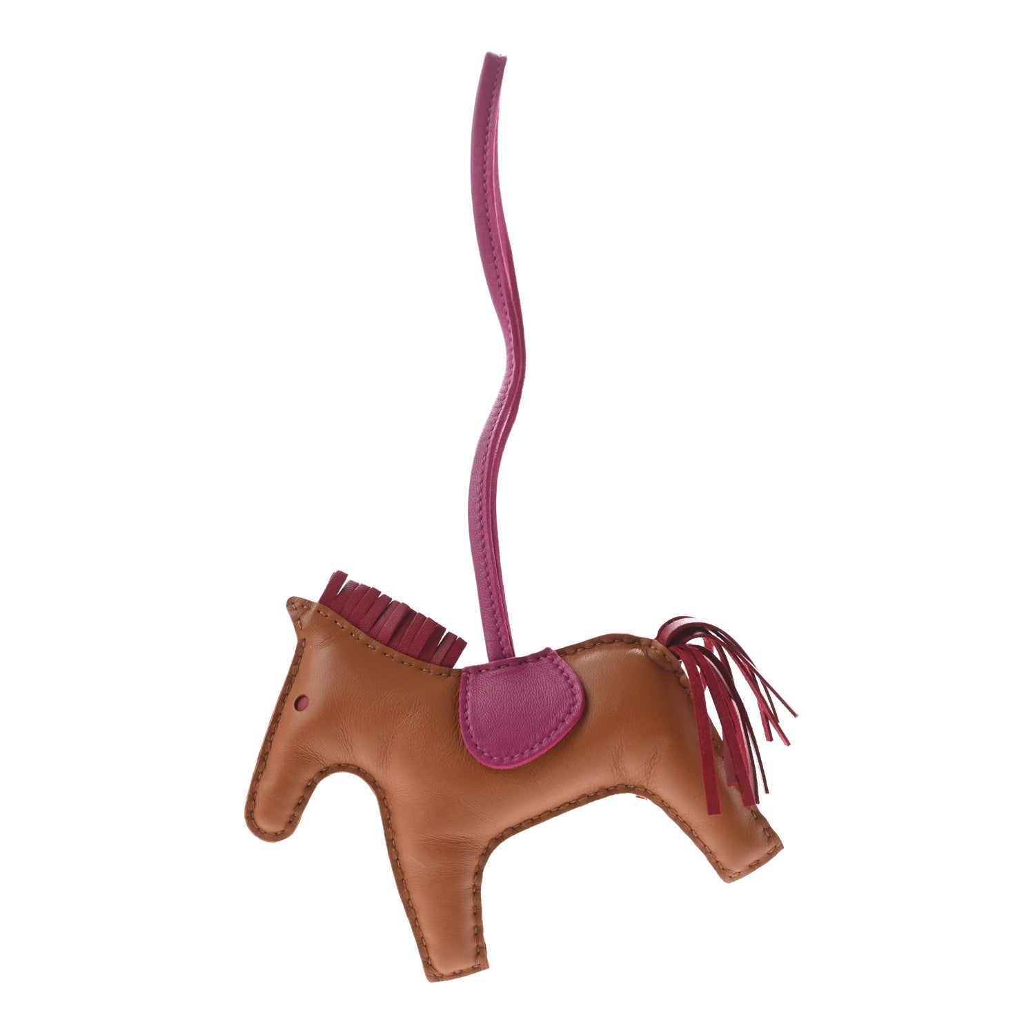 Hermes Milo Lambskin Grigri Rodeo Horse Bag Charm MM Gold Rubis Rose Pourpre 1 of 5