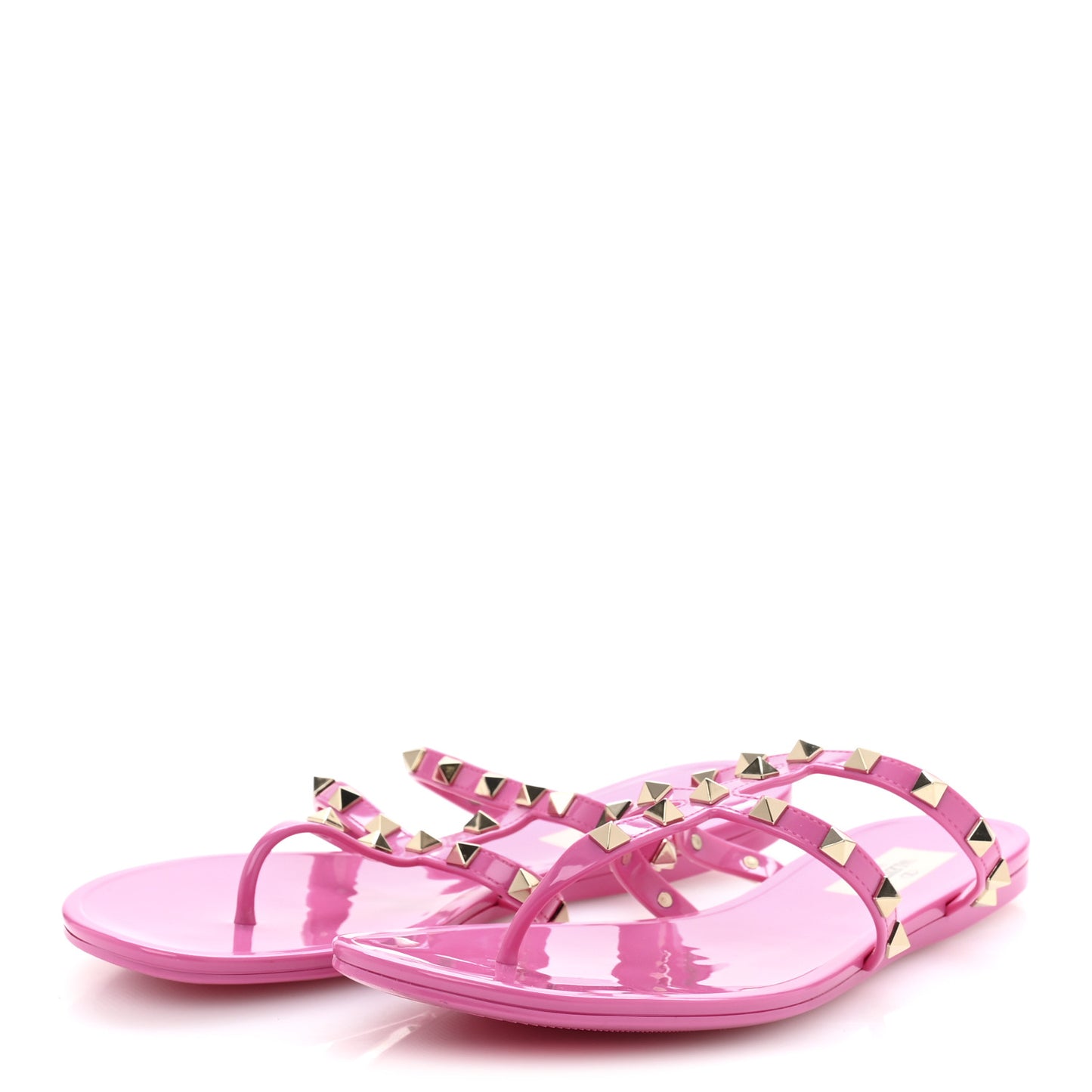 PVC Jelly Rockstud Caged Flat Thong Sandals 40 Dawn Pink