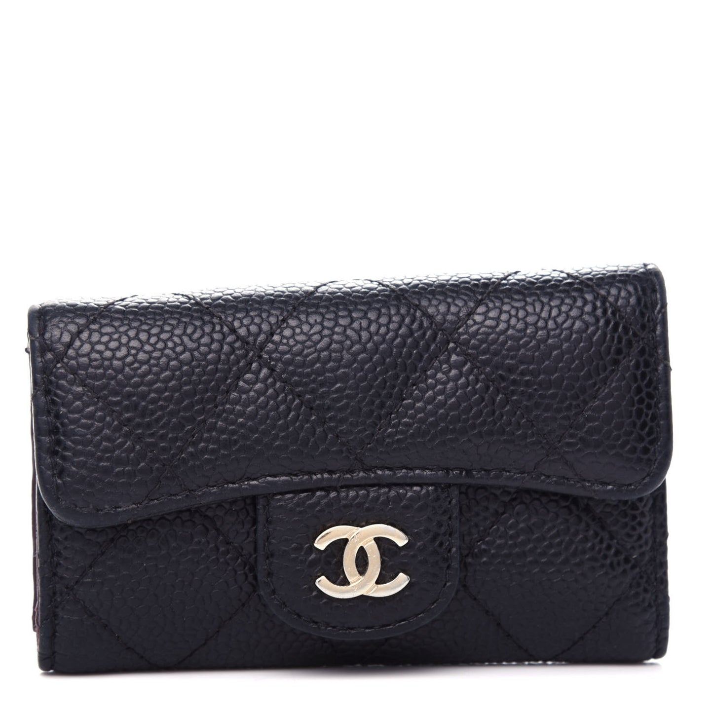 Caviar Quilted 6 Key Holder Black