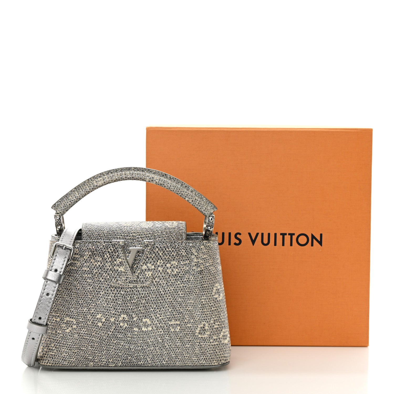 Louis Vuitton Lizard Mini Capucines Argento 16 of 16