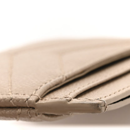 Saint Laurent Grain De Poudre Matelasse Chevron Monogram Credit Card Case Dark Beige 9 of 9