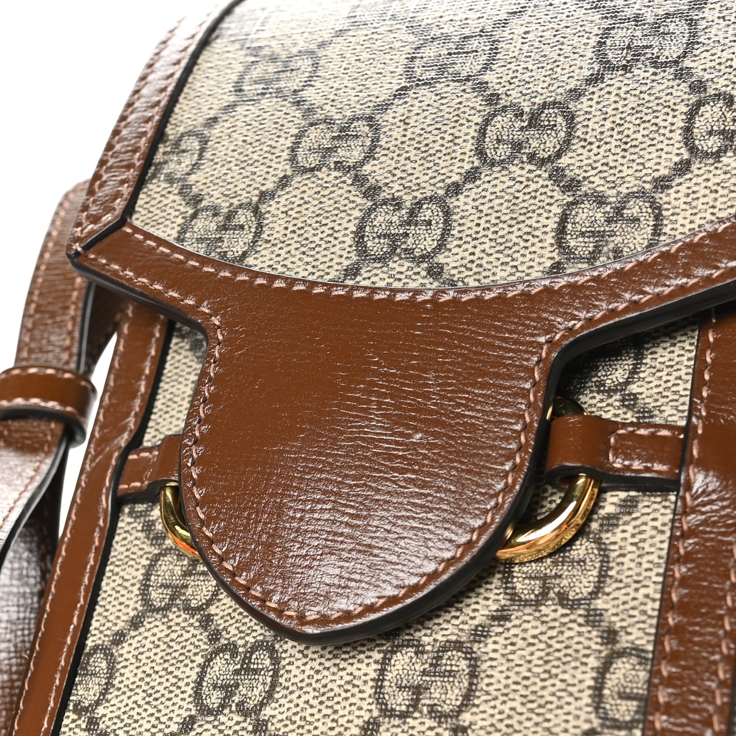 GG Supreme Monogram Mini Horsebit 1955 Crossbody Bag Beige Brown Sugar