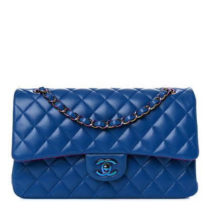 Chanel Lambskin Quilted Medium Double Flap Blue Pink 1 of 10
