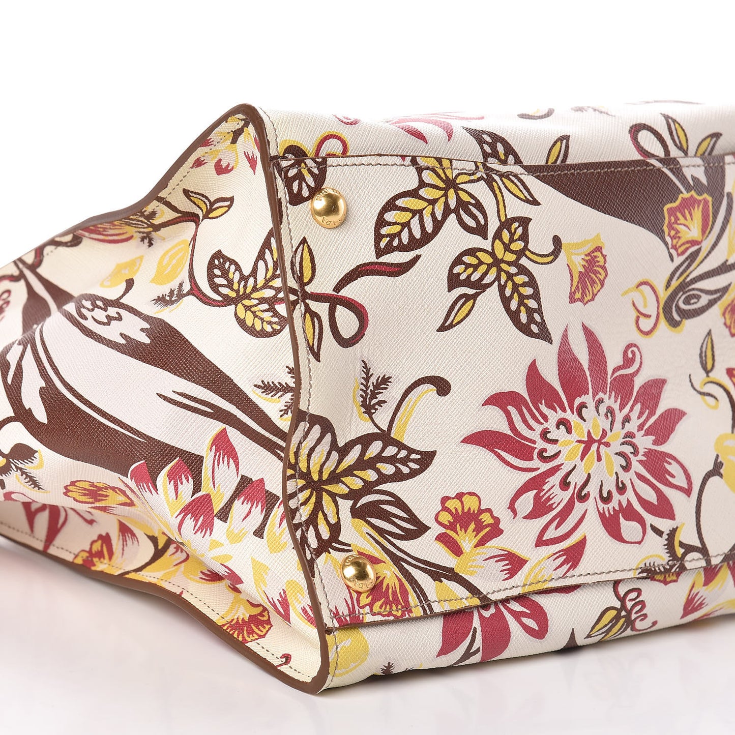 Saffiano Floral Print Large Twin Pocket Tote Talco