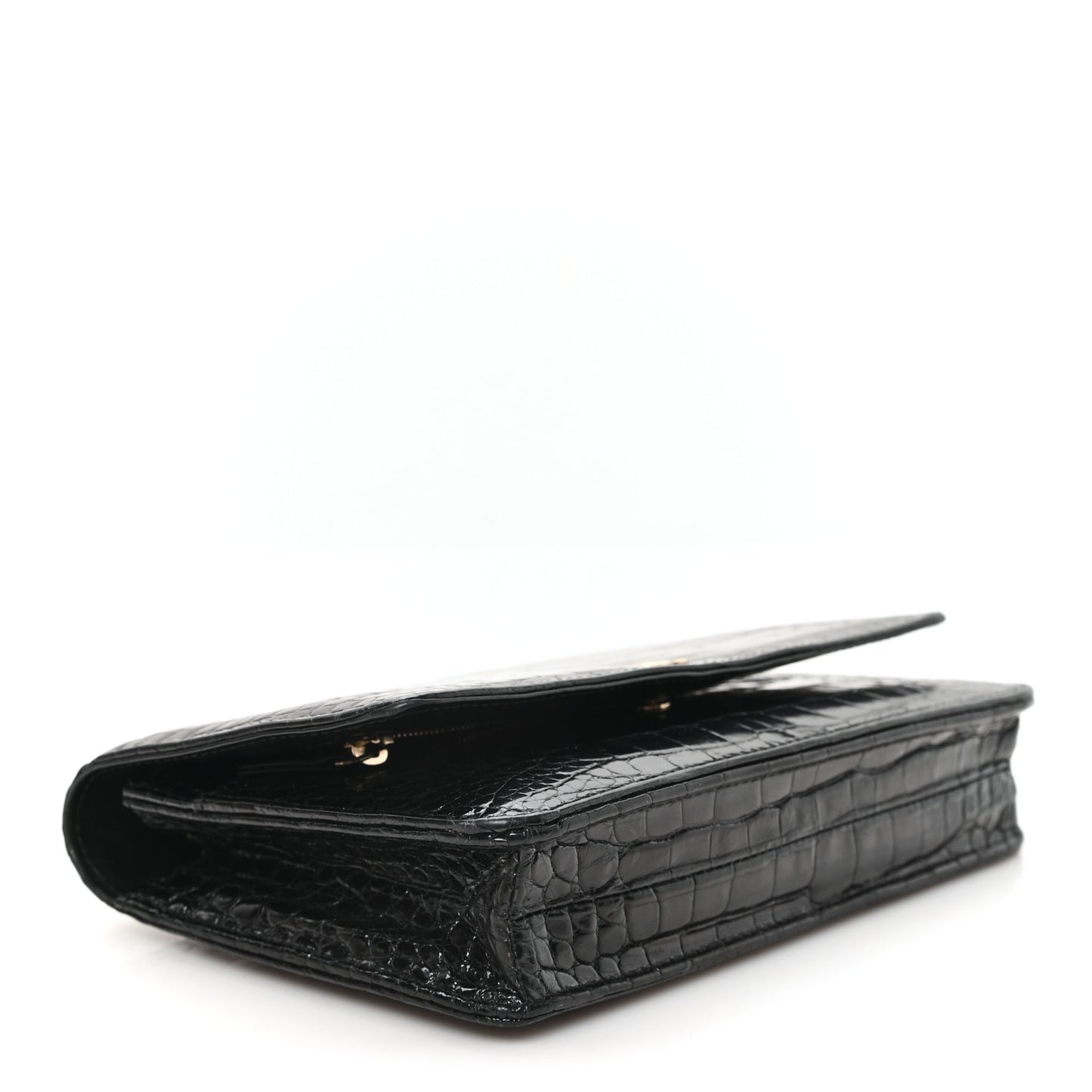 Shiny Crocodile Wallet on Chain WOC Black
