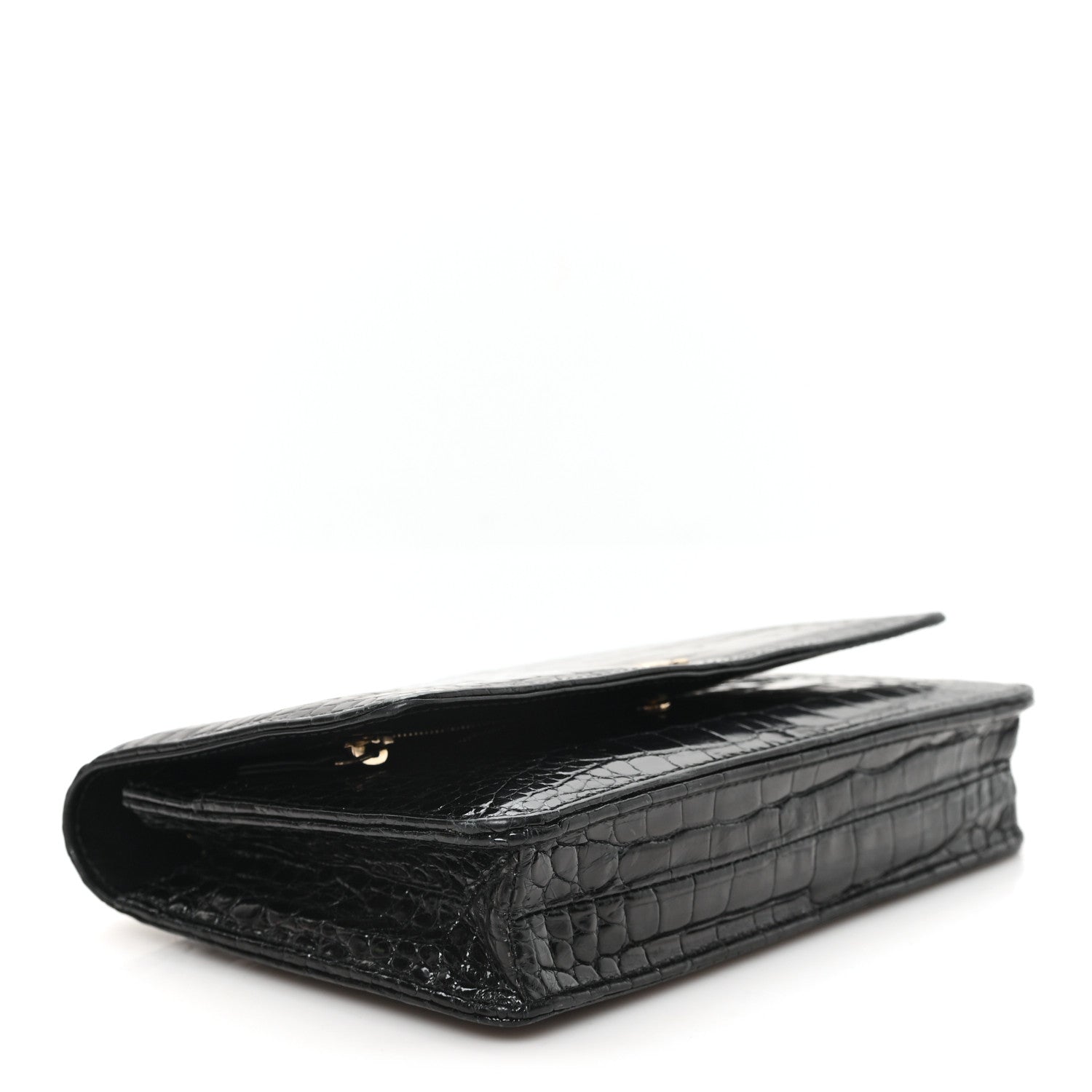 Chanel Shiny Crocodile Wallet on Chain WOC Black 4 of 11