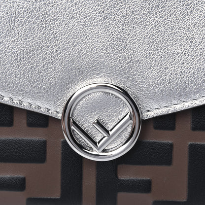 Fendi Vitello Soft Catalan Mirror F is Fendi Bi-Color FF 1974 Embossed Continental Envelope Wallet On Chain Maya Black Argento 11 of 12