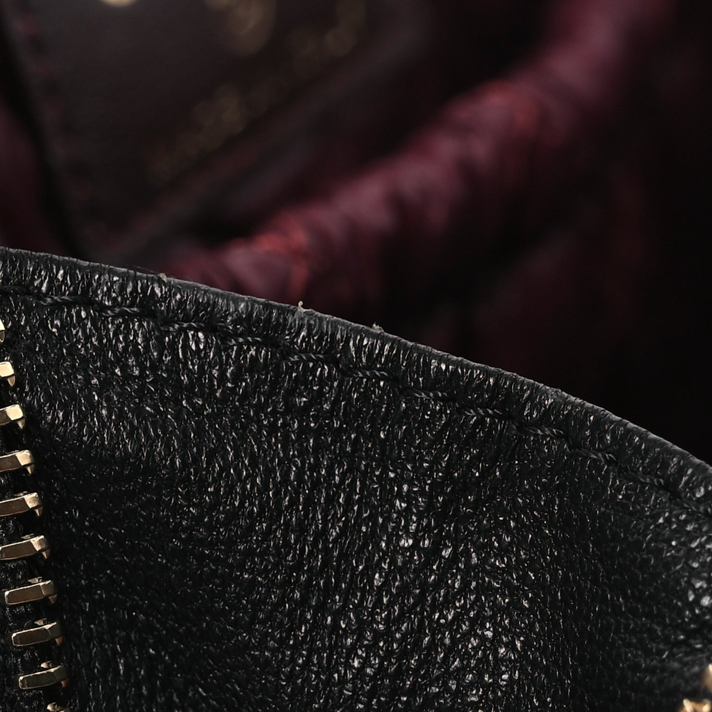 Lambskin Quilted Small Curvy Pouch Cosmetic Case Black
