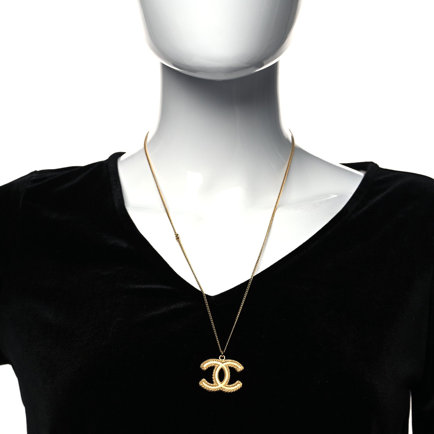 Chanel Metal CC Necklace Matte Gold 2 of 5