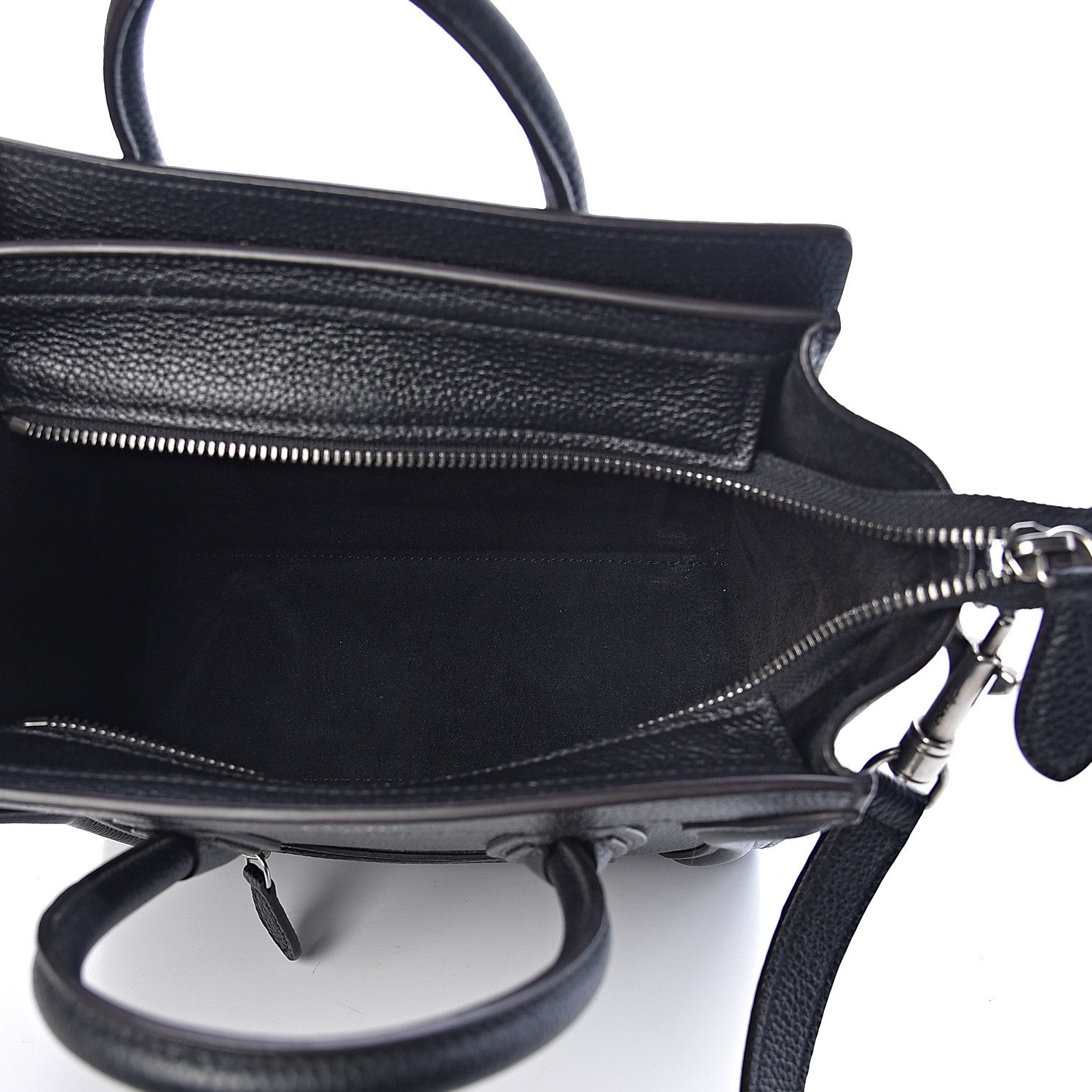 Celine Drummed Calfskin Nano Luggage Black 5 of 9