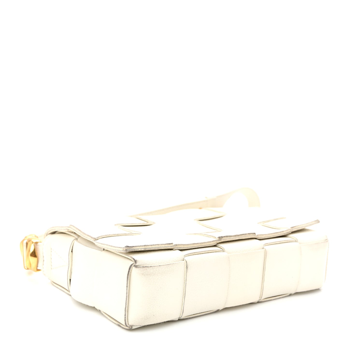 Grained Calfskin Maxi Intrecciato Cassette Crossbody Bag White