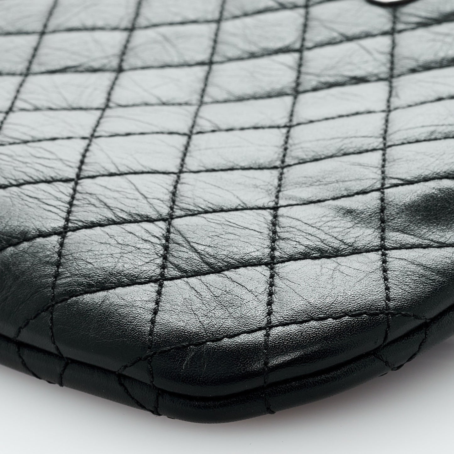 Aged Calfskin Quilted Crossbody Bag Black