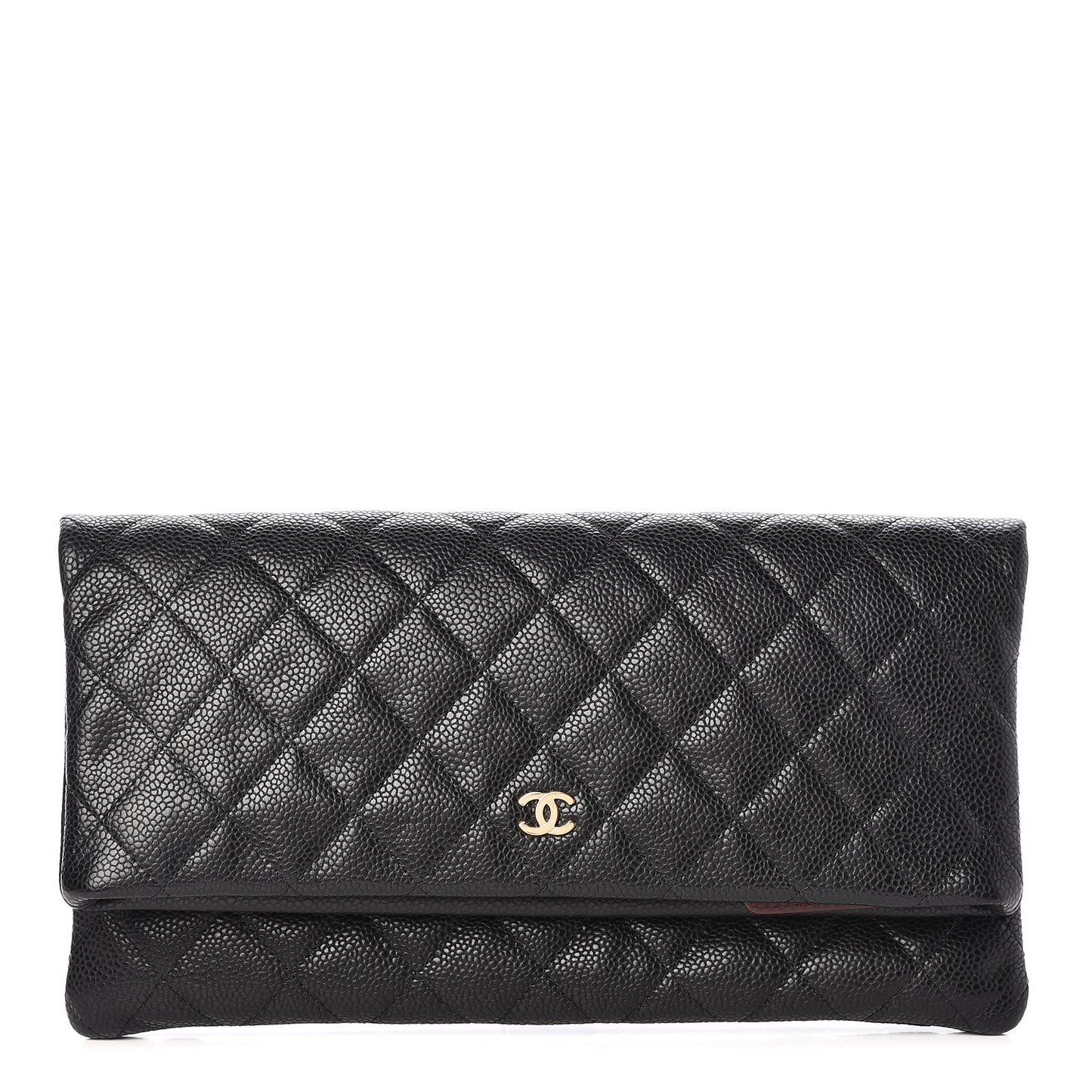 Caviar Quilted CC Beauty Clutch Black