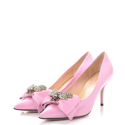 Gucci Nappa Queen Margaret Bow Mid Heel Pumps 40.5 Sugar Pink 3 of 10