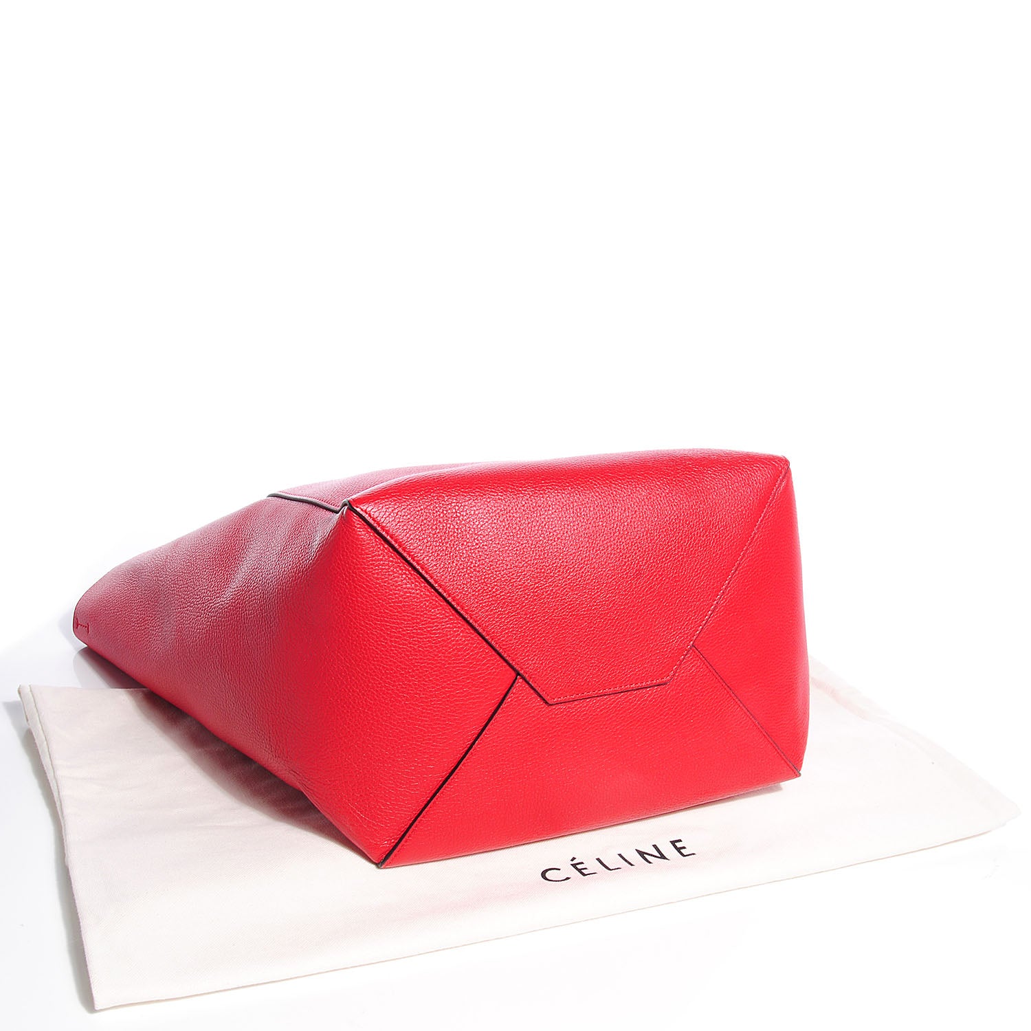 Celine Grained Calfskin Medium Horizontal Cabas Phantom Vermillion 4 of 8